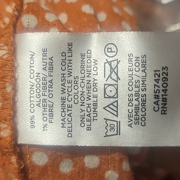 Loft pumpkin autumn polka dot farm house button down blouse L with gold threads - Picture 8 of 8